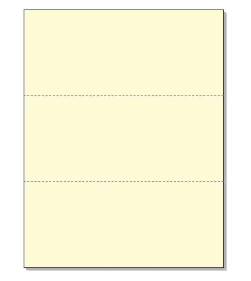 NextDayLabels - Pack of 500 Sheets, 8-1/2 x 11" Letter Size Perforated Paper (Canary, Perf @ 3-2/3" and 7-1/3") - Image 1